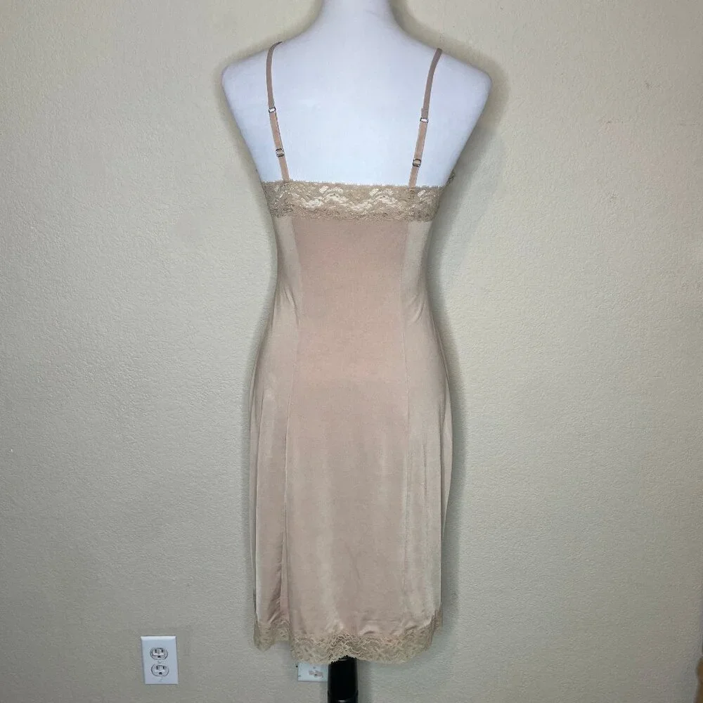Jones New York Vintage Champagne Satin Lace Trim Slip Dress Medium